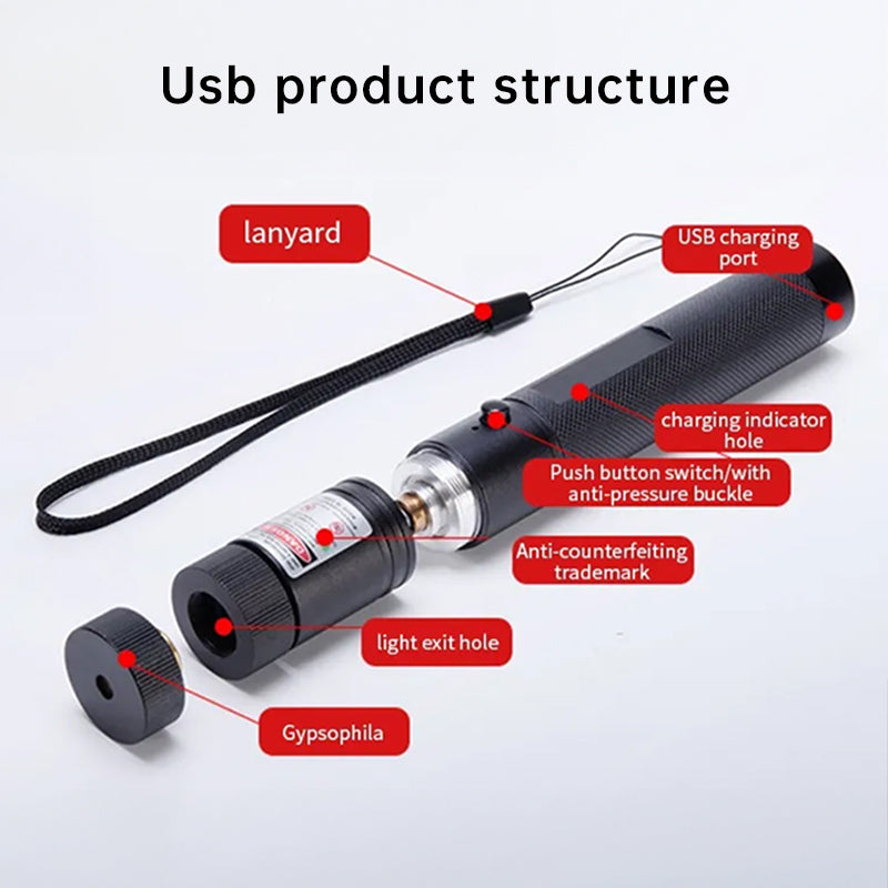 Portable Rechargeable High - Brightness Red/Green/Violet Laser Pointer, 60825 - 1, 532nm/650nm/405nm ，