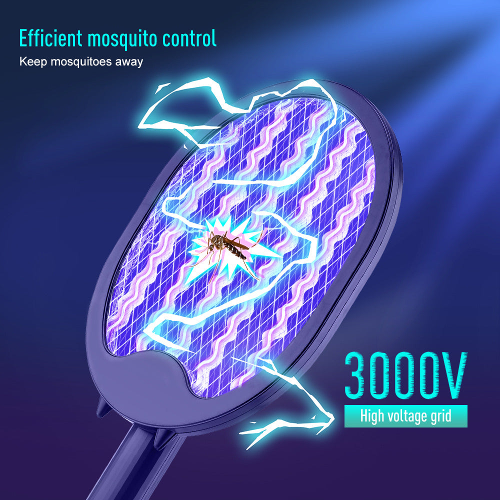 Electric Mosquito Swatter Rechargeable Household Mosquito Killing Lamp 2-In-1 Electric Shock Swatter Attracting Mosquito Lamp USB Fly Killing Light