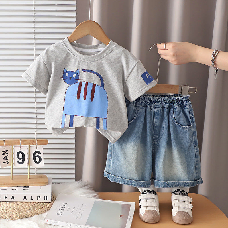 Casual clothing round neck short sleeved two-piece set