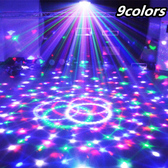 9 Colors 27W Crystal Magic Ball Led Stage Lamp 21 Mode Disco Laser Light Party Lights Sound Control DMX Lumiere Laser
