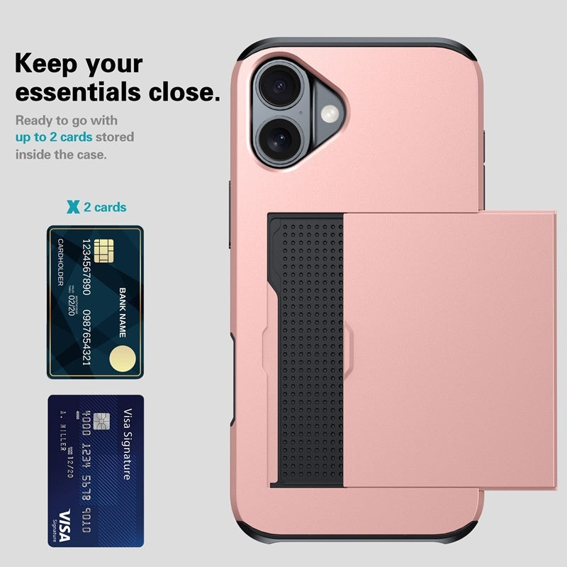 Suitable for iPhone 17 ProMax phone case Apple 16 slide push card insert 14 15 anti drop protective cover