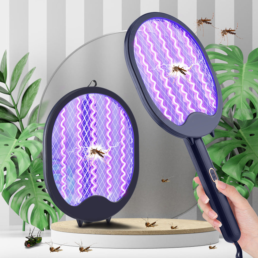 Electric Mosquito Swatter Rechargeable Household Mosquito Killing Lamp 2-In-1 Electric Shock Swatter Attracting Mosquito Lamp USB Fly Killing Light