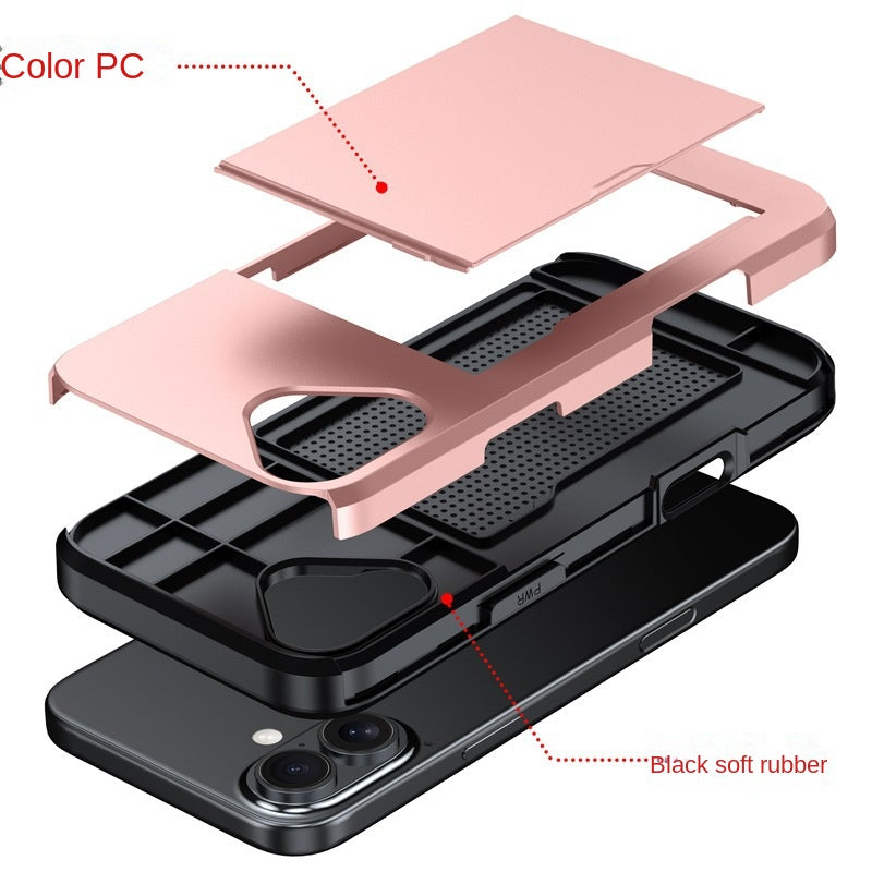 Suitable for iPhone 17 ProMax phone case Apple 16 slide push card insert 14 15 anti drop protective cover