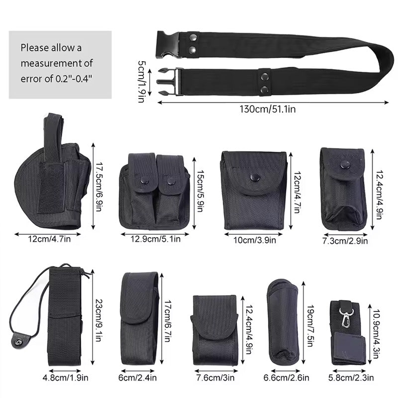 10-in-1 Tactical Holster & Flashlight Pouch Set, MOLLE Compatible Duty Belt System