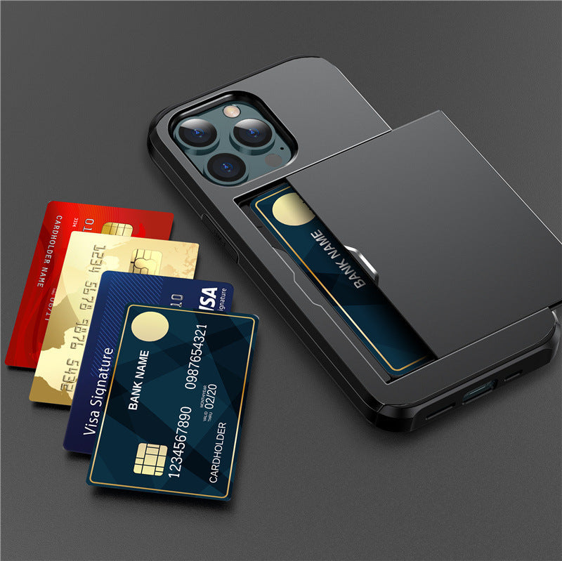 Suitable for iPhone 17 ProMax phone case Apple 16 slide push card insert 14 15 anti drop protective cover
