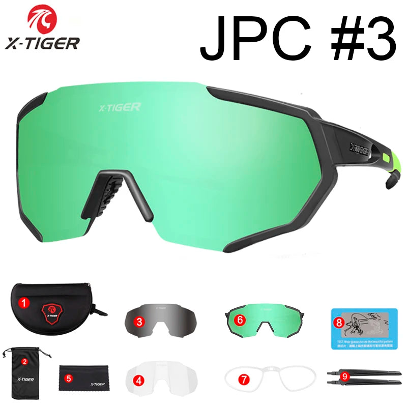 X-TIGER Polarized 5 Lens Cycling Glasses Road Bike Cycling Eyewear Cycling Sunglasses MTB Mountain Bicycle Cycling Goggles