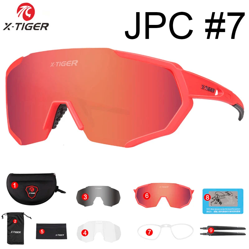 X-TIGER Polarized 5 Lens Cycling Glasses Road Bike Cycling Eyewear Cycling Sunglasses MTB Mountain Bicycle Cycling Goggles