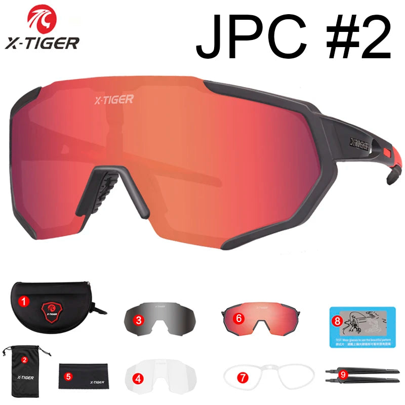 X-TIGER Polarized 5 Lens Cycling Glasses Road Bike Cycling Eyewear Cycling Sunglasses MTB Mountain Bicycle Cycling Goggles