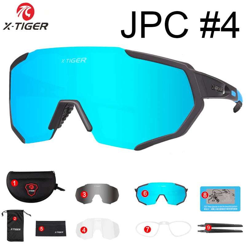 X-TIGER Polarized 5 Lens Cycling Glasses Road Bike Cycling Eyewear Cycling Sunglasses MTB Mountain Bicycle Cycling Goggles