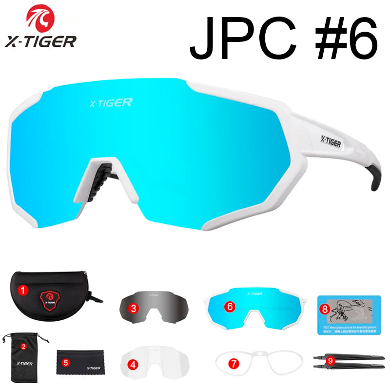 X-TIGER Polarized 5 Lens Cycling Glasses Road Bike Cycling Eyewear Cycling Sunglasses MTB Mountain Bicycle Cycling Goggles
