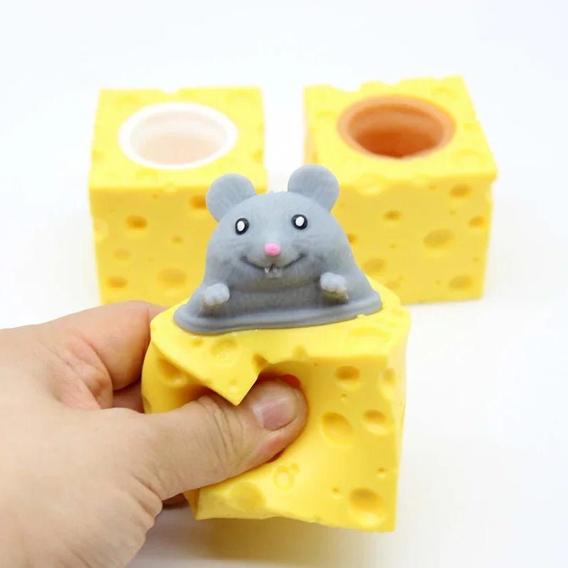 Cheese Mouse Squirrel Cup Squishy Prank Toy, Slow-Rebound Non-Greasy Snag-Free Compact Handy Scentless Quick-Clean Tear-Enduring Flexible Calming Textured Sensory Play