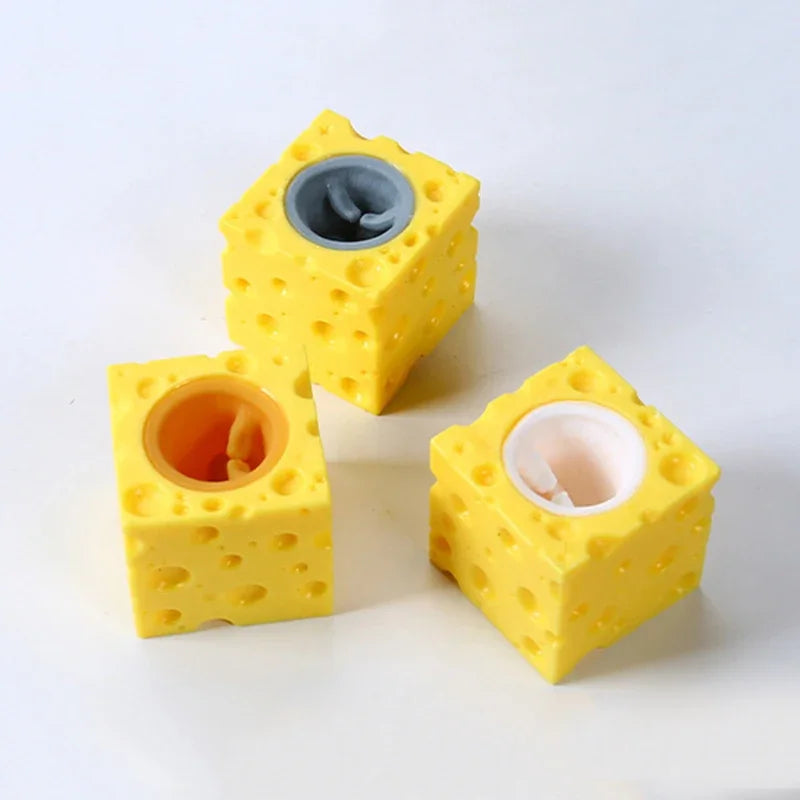 Cheese Mouse Squirrel Cup Squishy Prank Toy, Slow-Rebound Non-Greasy Snag-Free Compact Handy Scentless Quick-Clean Tear-Enduring Flexible Calming Textured Sensory Play