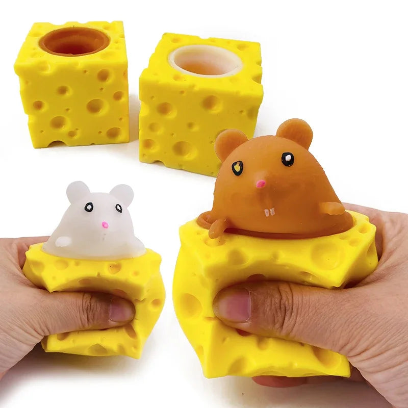 Cheese Mouse Squirrel Cup Squishy Prank Toy, Slow-Rebound Non-Greasy Snag-Free Compact Handy Scentless Quick-Clean Tear-Enduring Flexible Calming Textured Sensory Play
