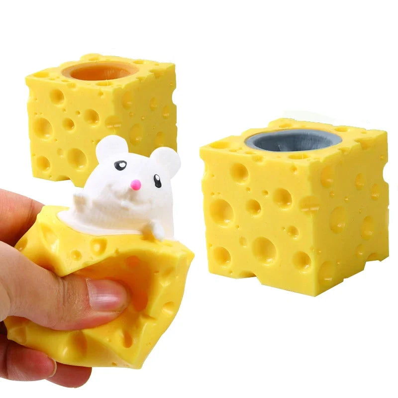 Cheese Mouse Squirrel Cup Squishy Prank Toy, Slow-Rebound Non-Greasy Snag-Free Compact Handy Scentless Quick-Clean Tear-Enduring Flexible Calming Textured Sensory Play