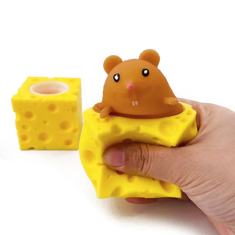 Cheese Mouse Squirrel Cup Squishy Prank Toy, Slow-Rebound Non-Greasy Snag-Free Compact Handy Scentless Quick-Clean Tear-Enduring Flexible Calming Textured Sensory Play
